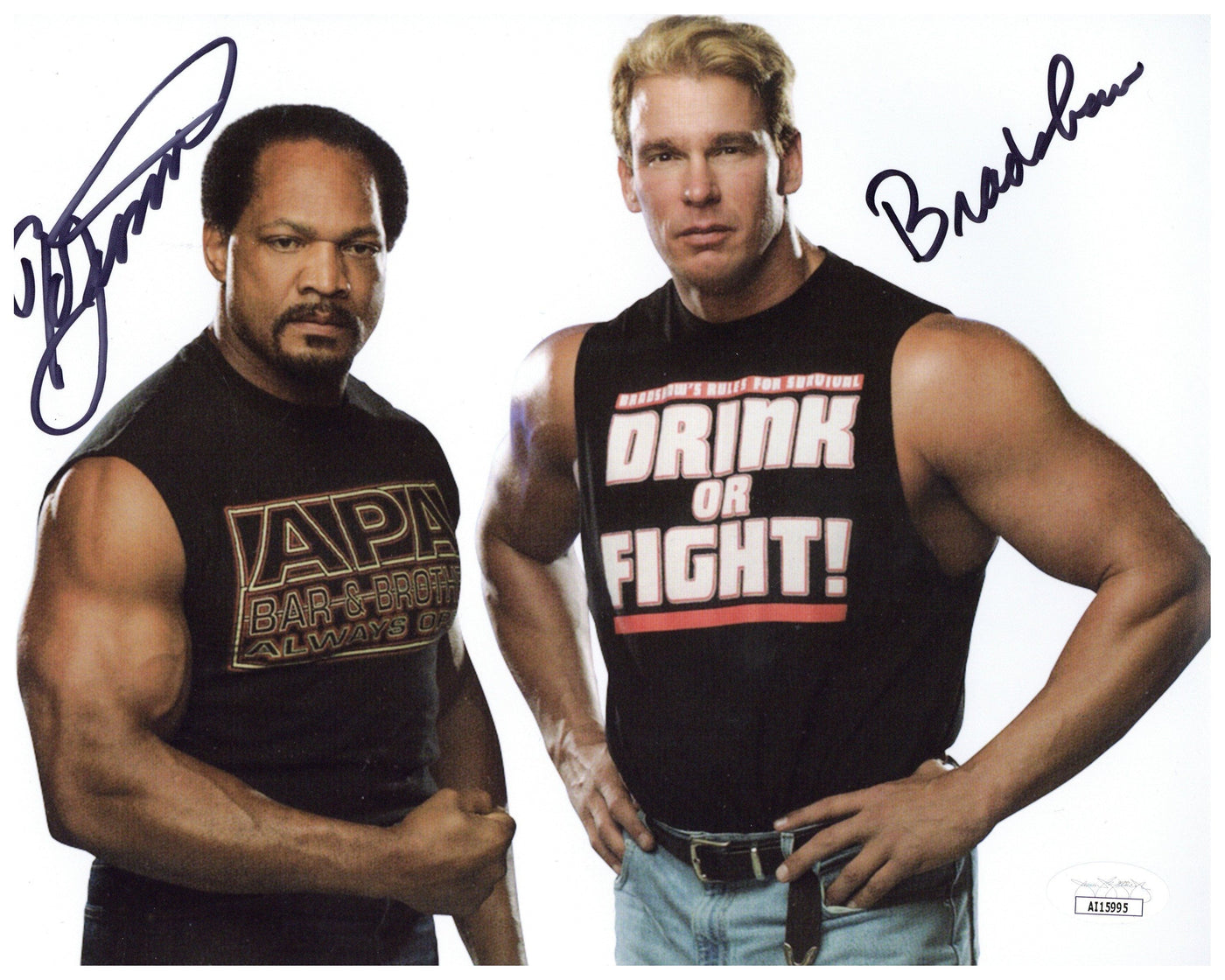 John Bradshaw & Ron Simmons Signed 8x10 Photo WWE APA Autographed JSA COA #2