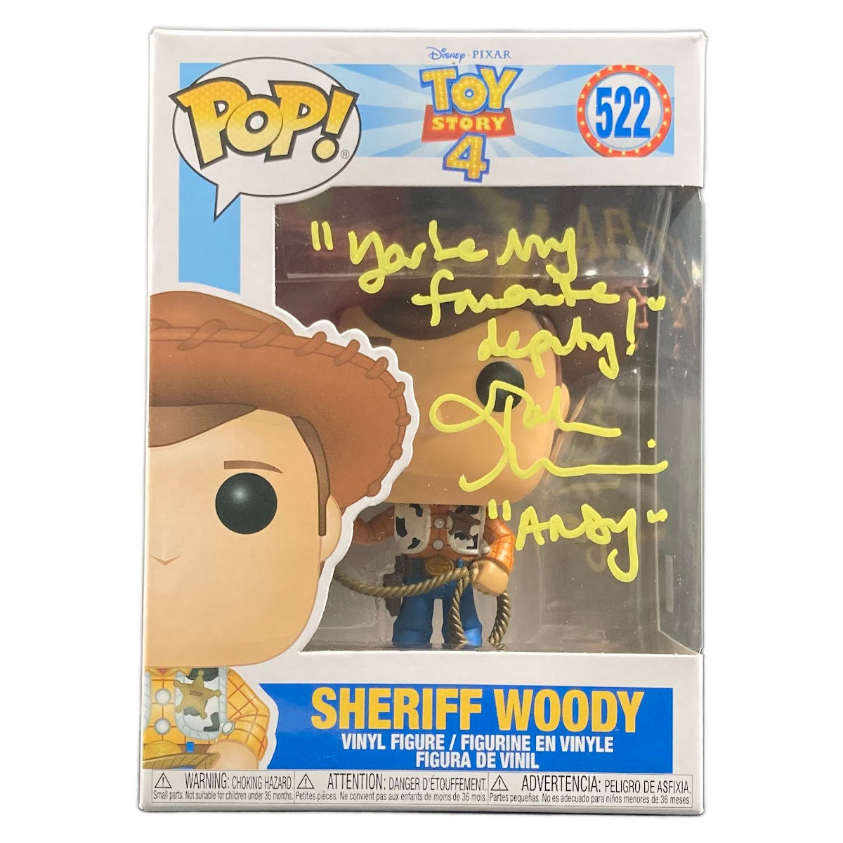 John Morris Signed Funko POP Toy Story Sheriff Woody Autographed JSA COA