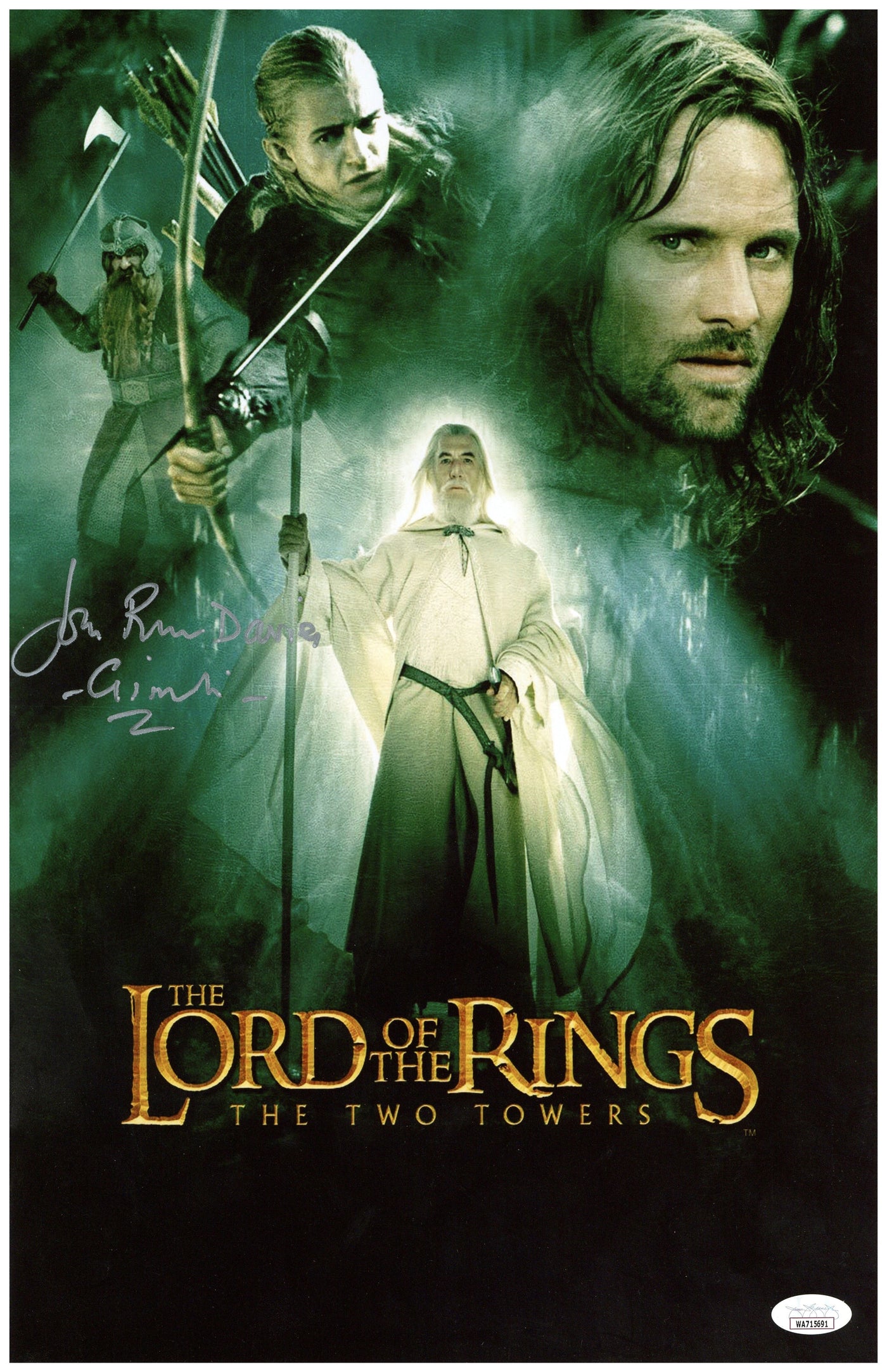 John Rhys-Davies Signed 11x17 Photo The Lord of the Rings Gimli Autographed JSA COA