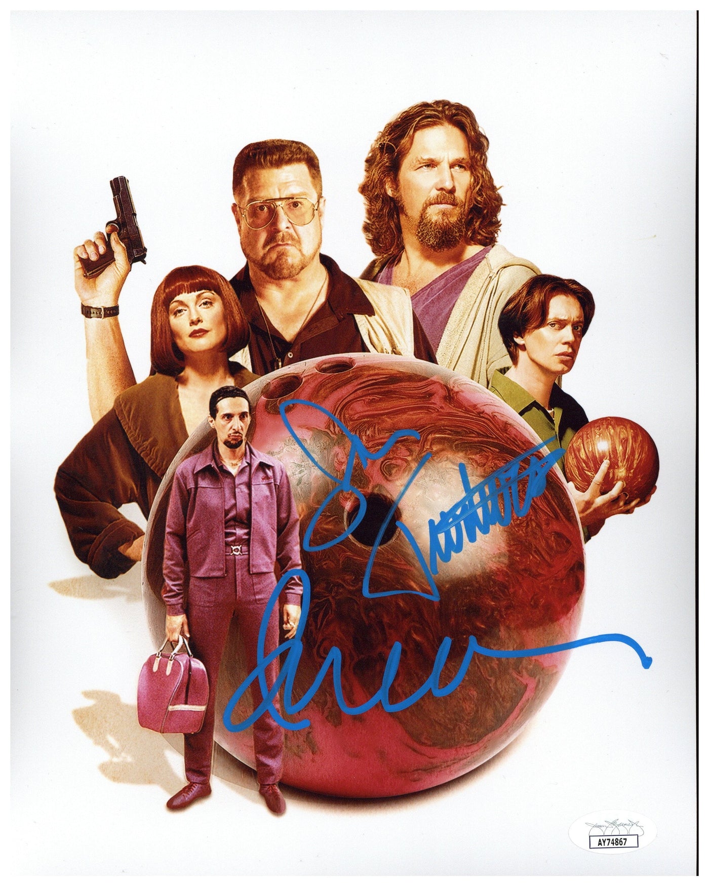 John Turturro Julianne Moore Signed 8x10 Photo The Big Lebowski Autographed JSA COA