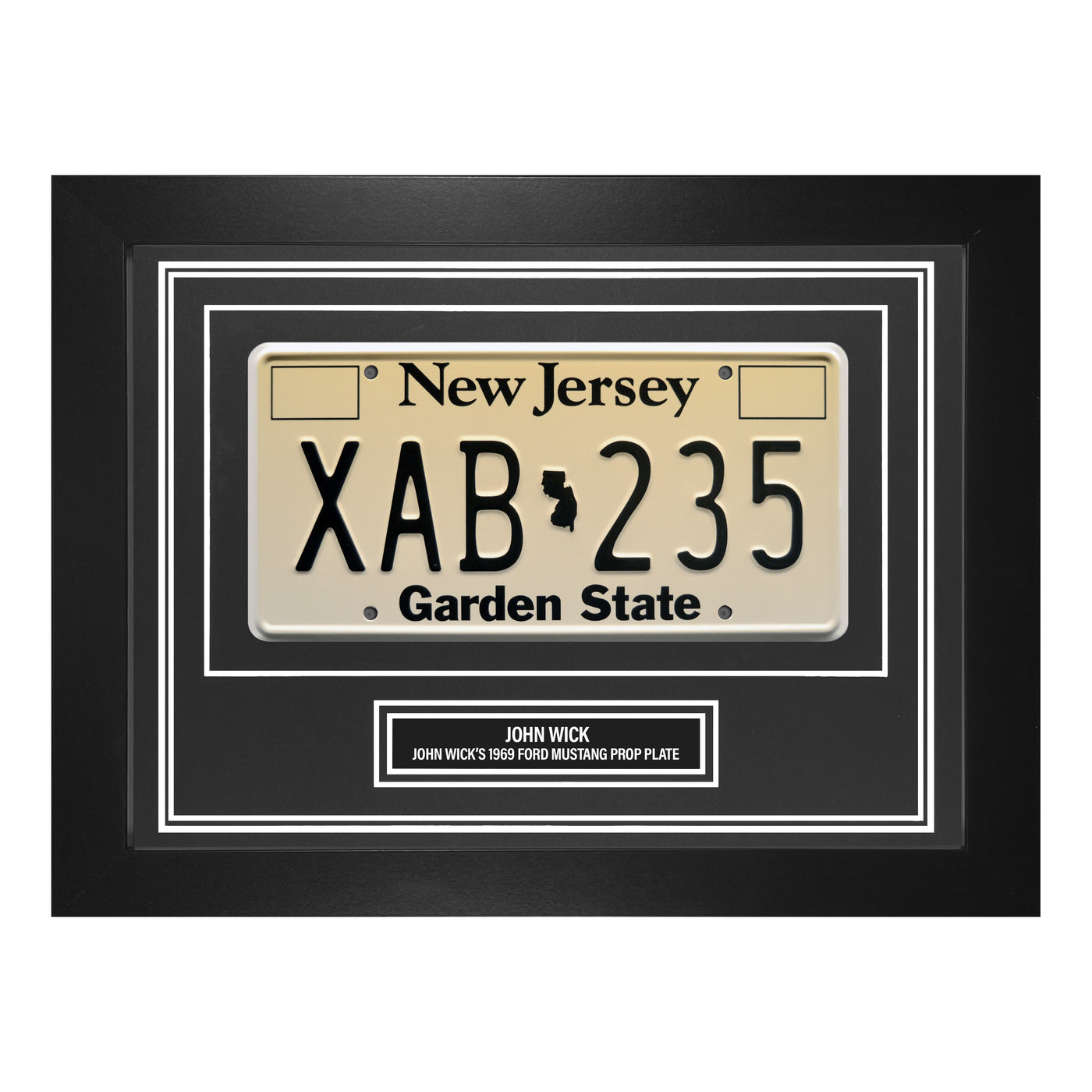 John Wick License Plate Wall Display New Jersey 1969 Ford Mustang Prop Frame