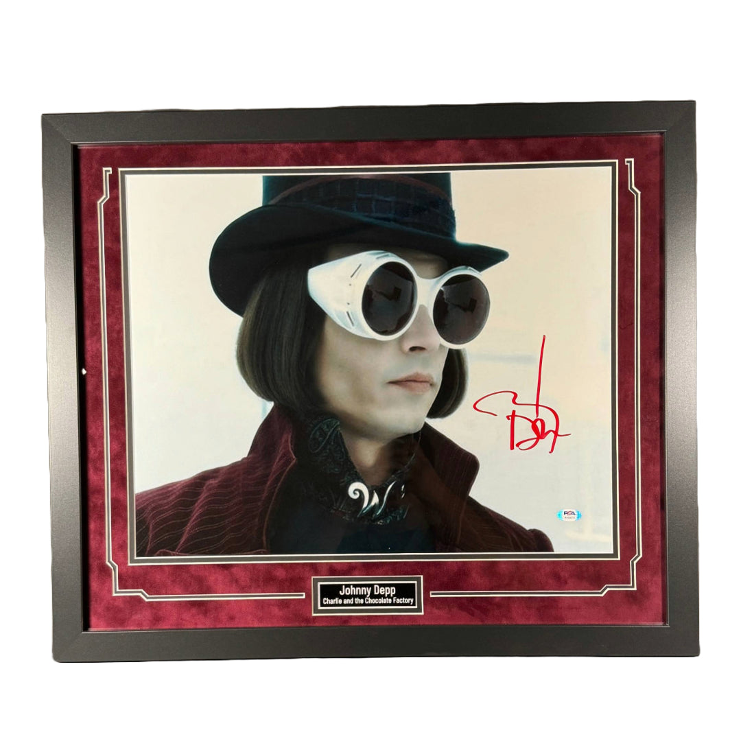 Johnny Depp Signed 16x20 Photo Custom Framed Charlie and the Chocolate Factory PSA