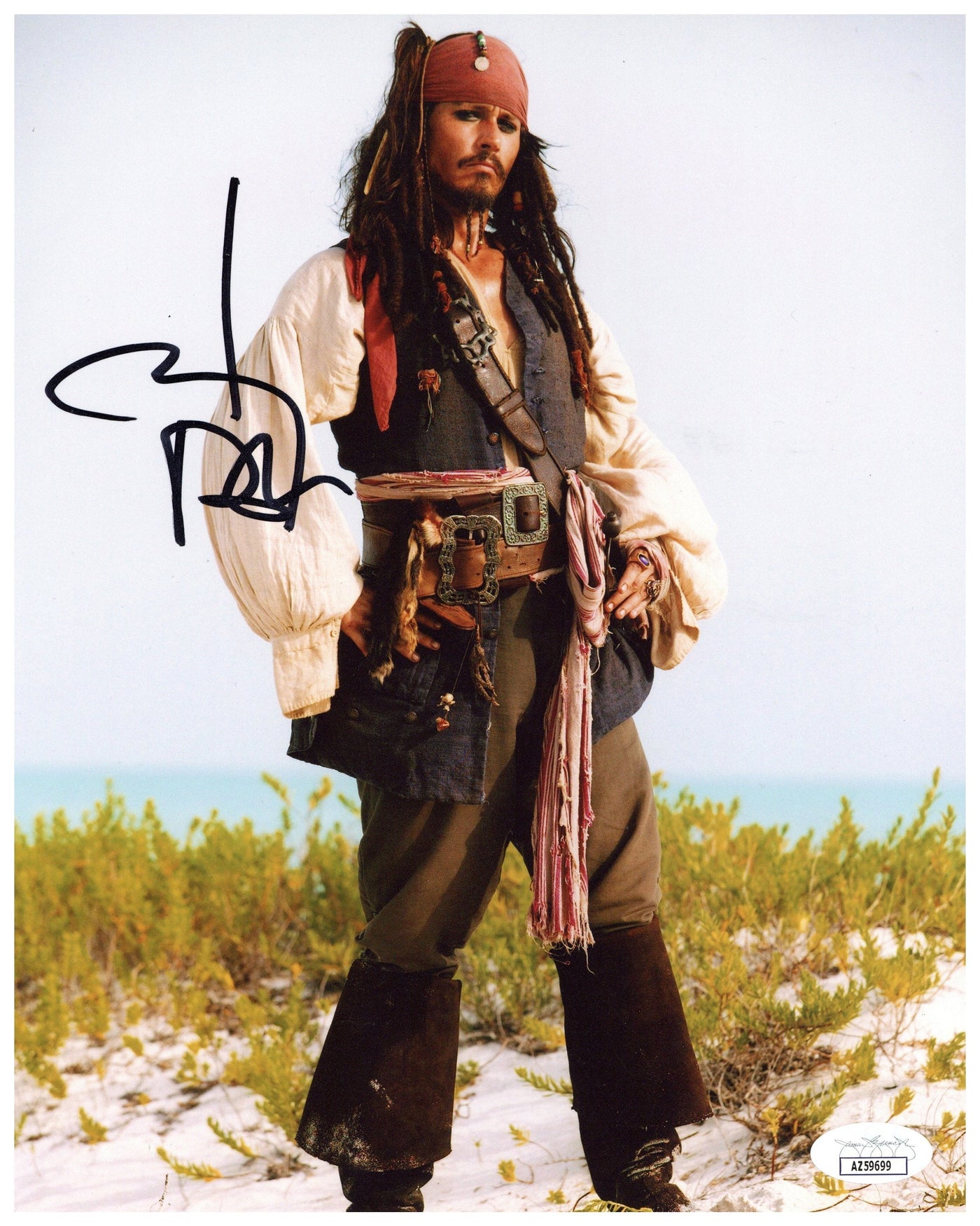 Johnny Depp Signed 8x10 Photo Pirates of the Caribbean 8x10 Autographed JSA COA 2