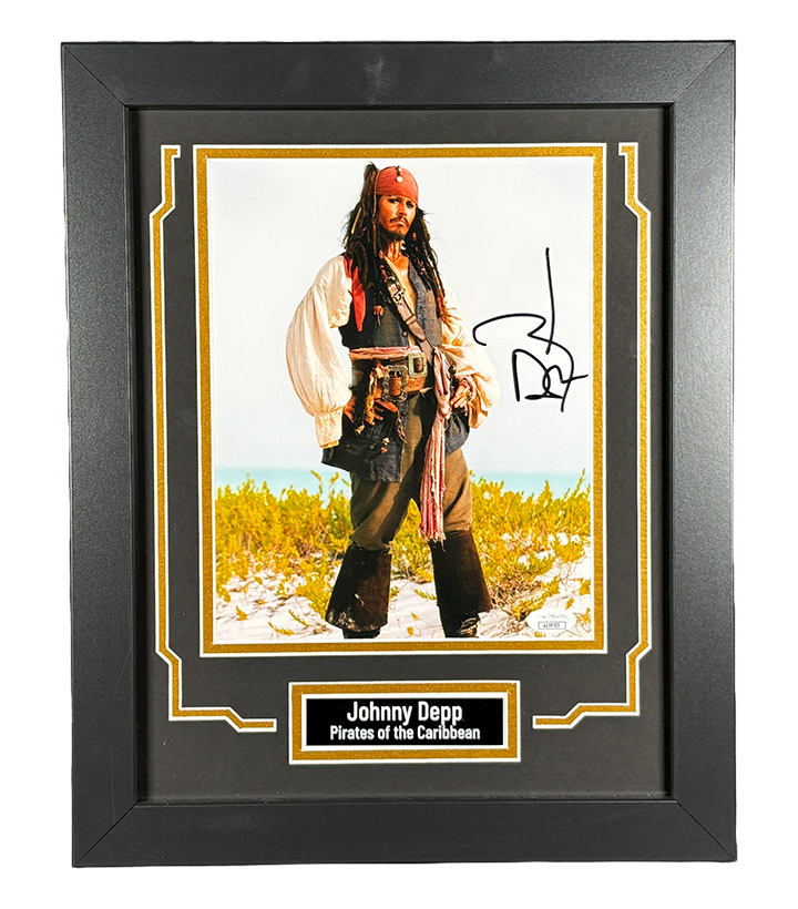 Johnny Depp Signed & Custom Framed Pirates of the Caribbean 8x10 Photo Autographed JSA COA