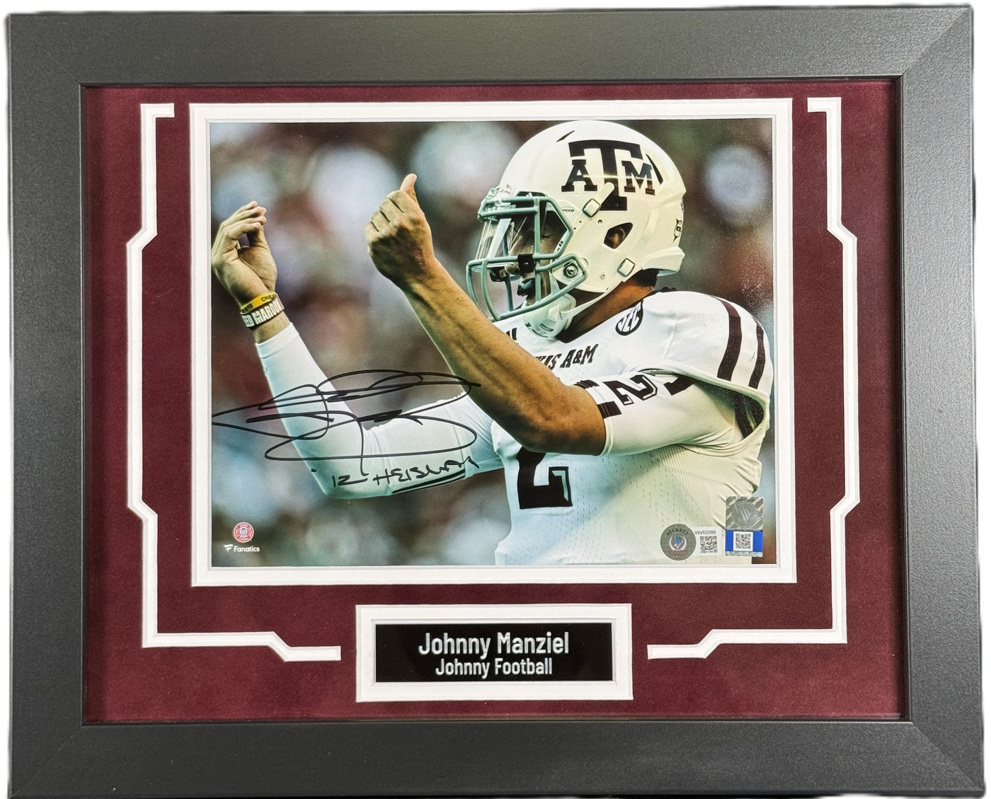 Johnny Manziel Signed Custom Framed 8x10 Photo Texas A&M Football BAS COA