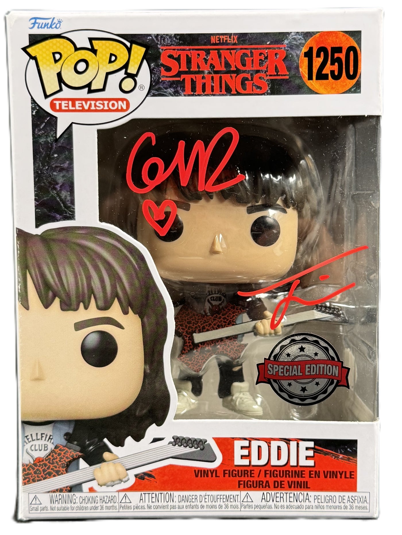 Joseph Quinn & Grace Van Dien Signed Funko Pop Stranger Things Eddie JSA COA 2