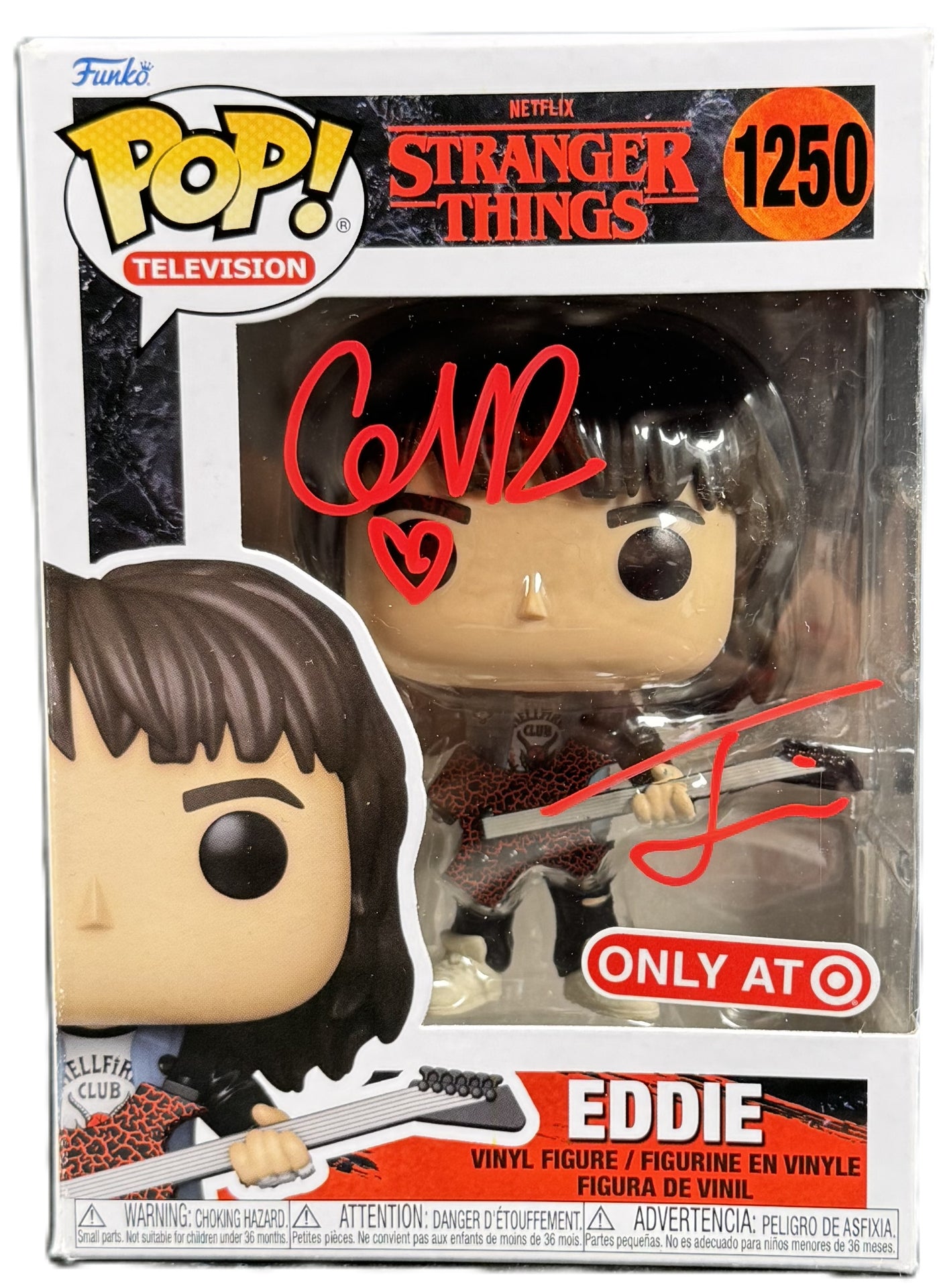 Joseph Quinn & Grace Van Dien Signed Funko Pop Stranger Things Eddie JSA COA