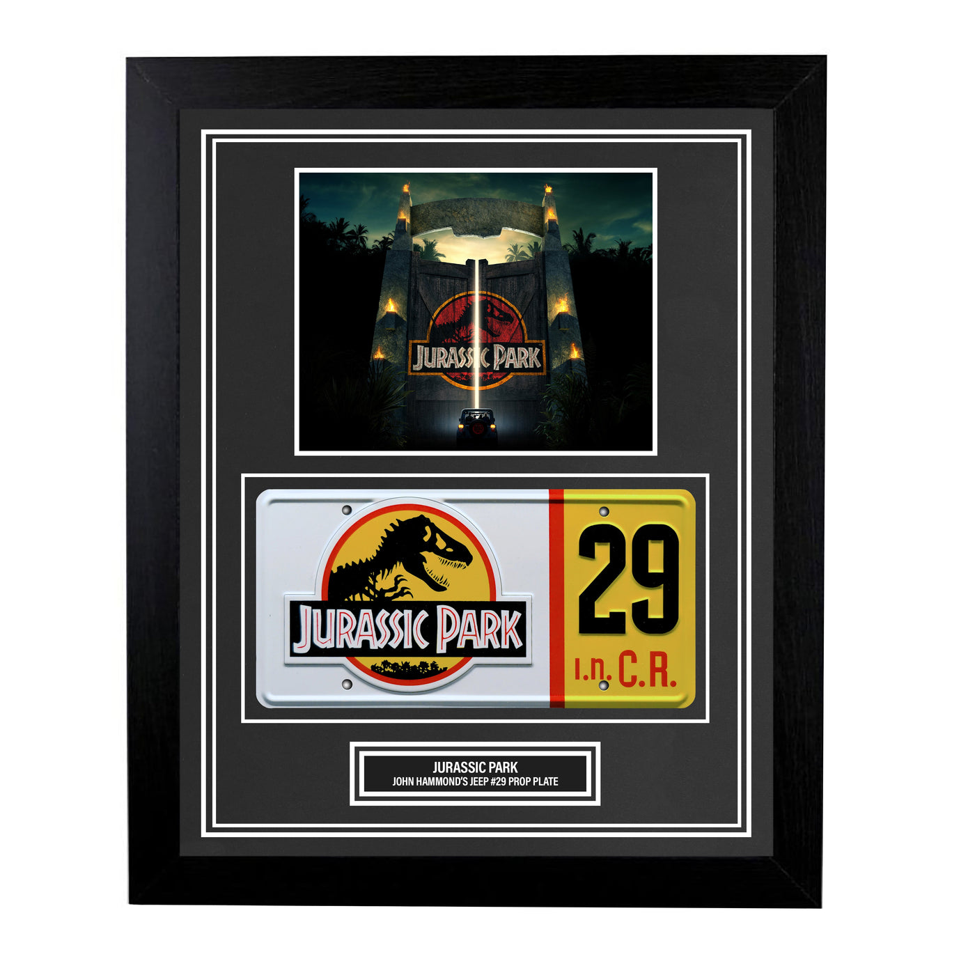 Jurassic Park Custom Framed Jeep License Plate Prop Display