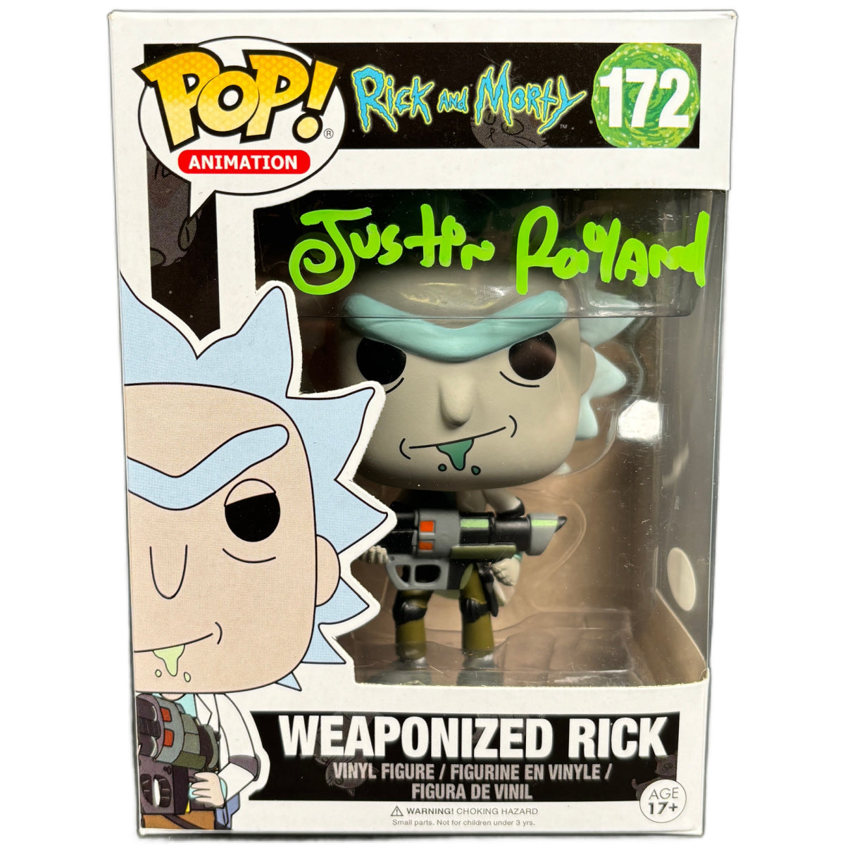Justin Roiland Signed Funko POP Rick and Morty Weaponized Rick 172 Autographed JSA