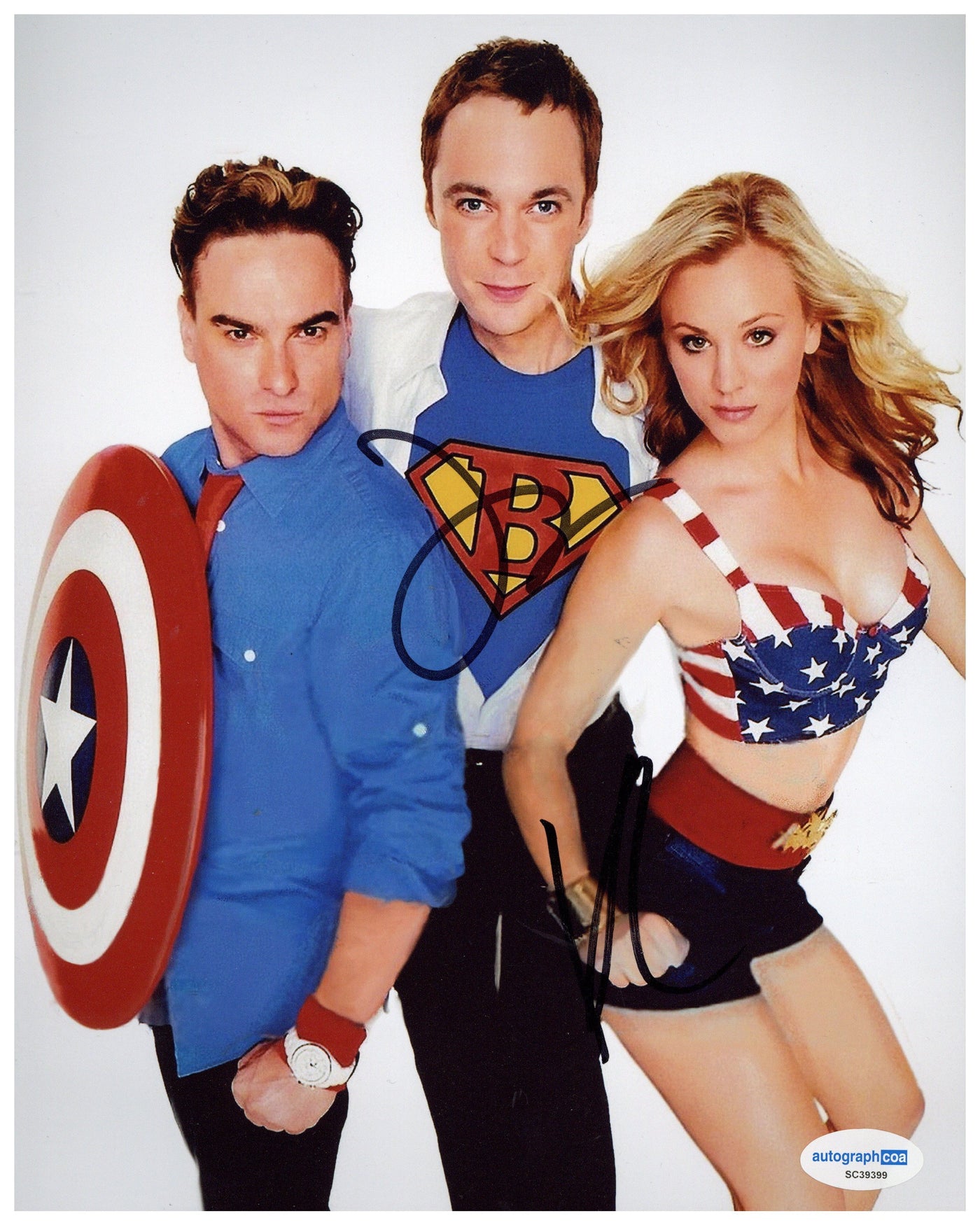 Kaley Cuoco & Jim Parsons Signed 8x10 Photo The Big Bang Theory Autographed ACOA 1