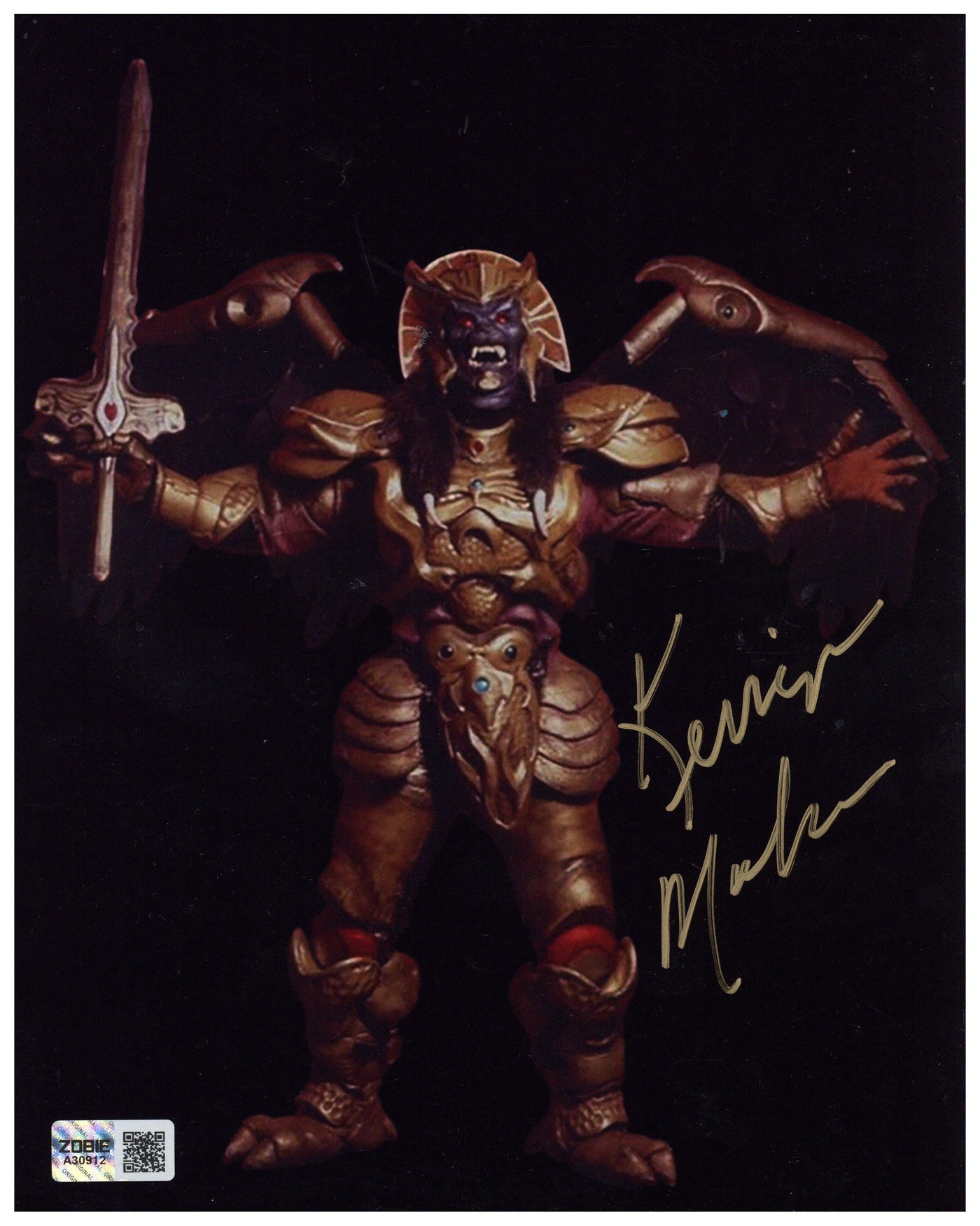 Kerrigan Mahan Signed 8x10 Photo Mighty Morphin Power Rangers Goldar Zobie COA