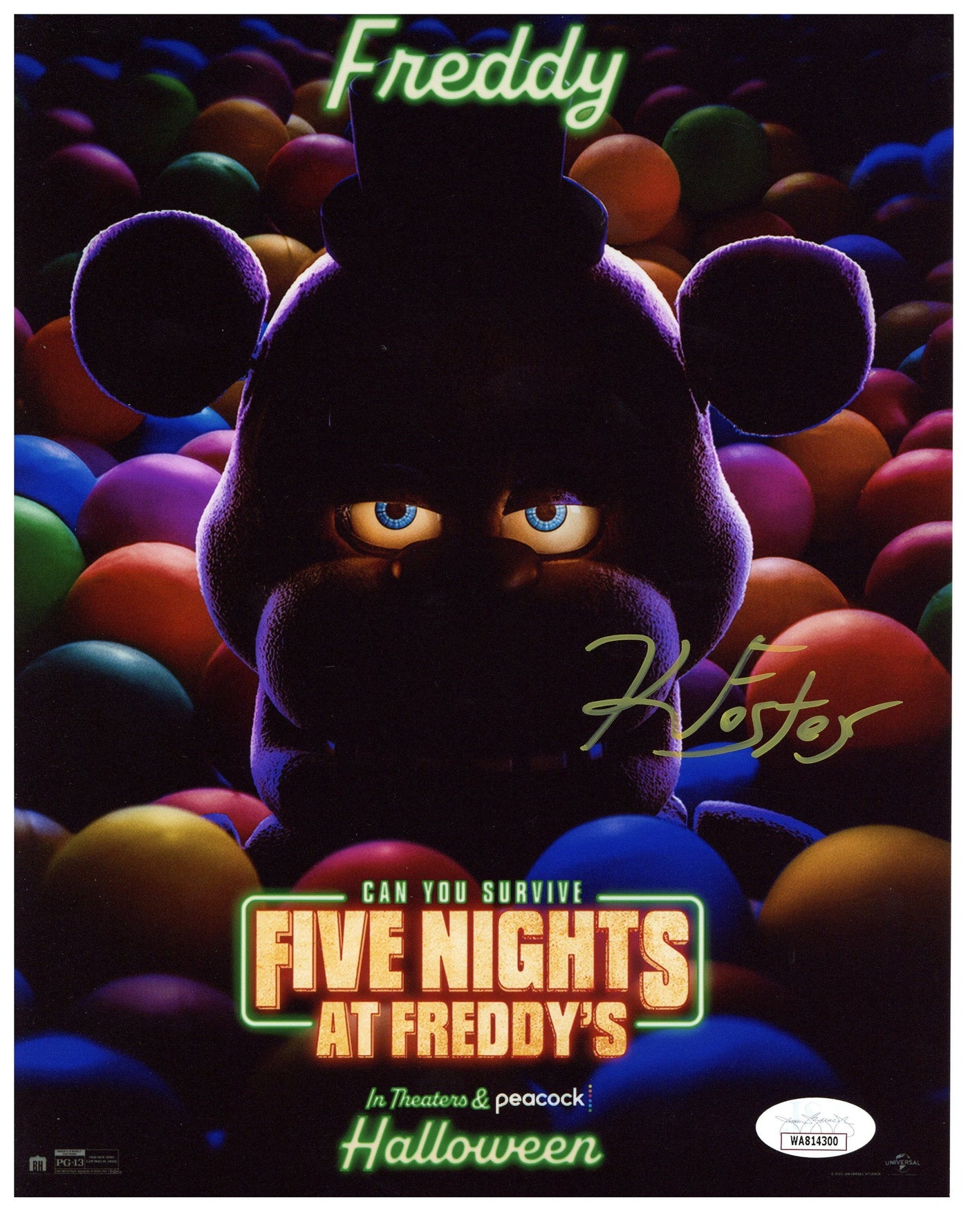 Kevin Foster Signed 8x10 Photo Five Nights at Freddy's Autographed JSA COA
