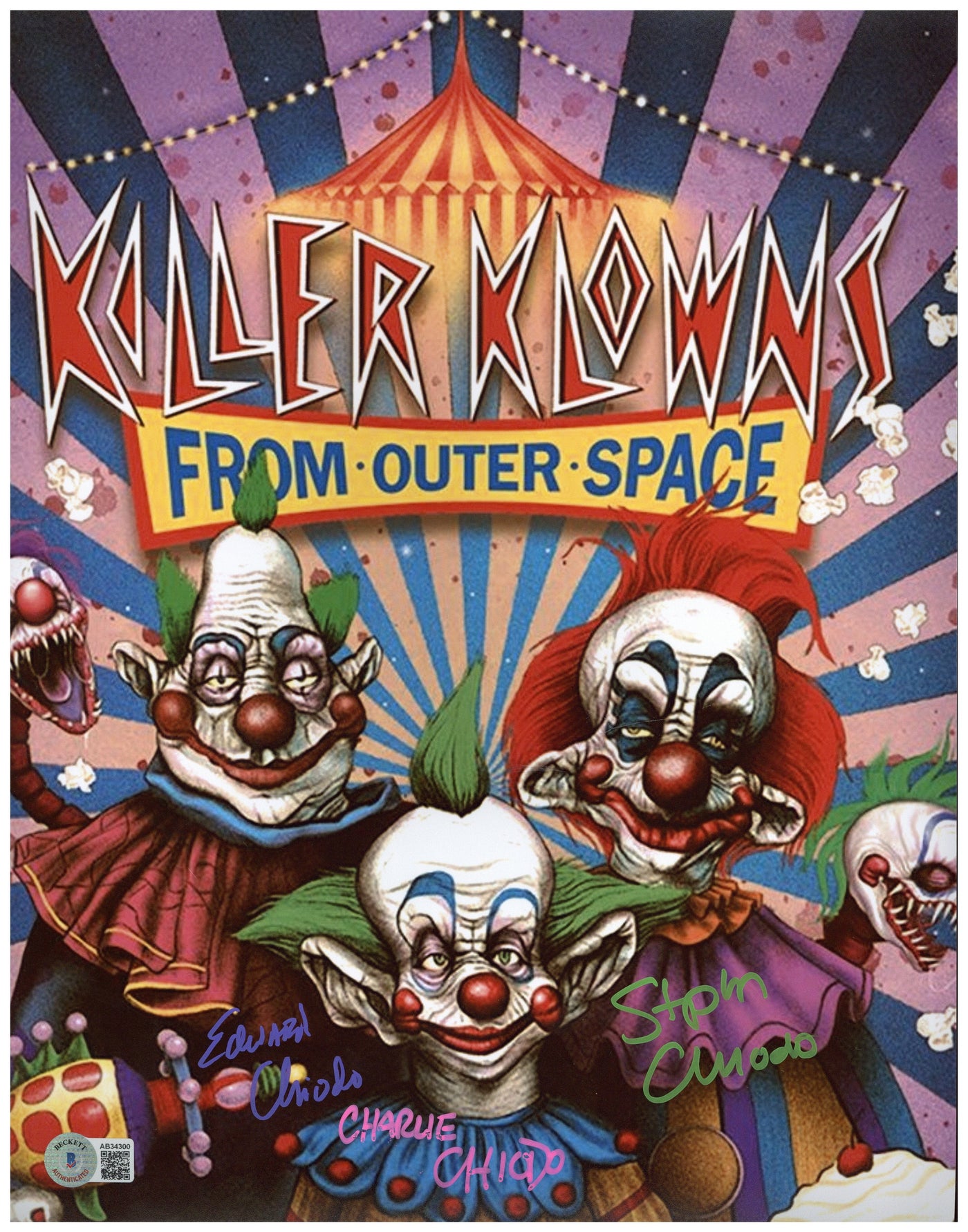 Killer Klowns From Outer Space Signed 11x14 Photo Chiodo Brothers Autographed BAS