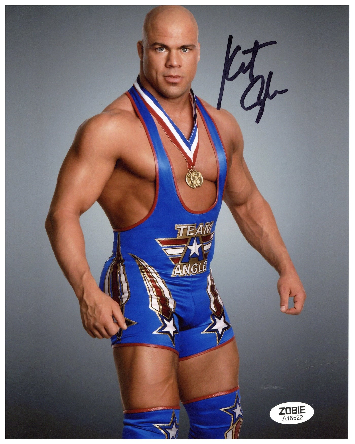 Kurt Angle Signed 8x10 Photo WWE HOF Wrestler Autographed Zobie COA