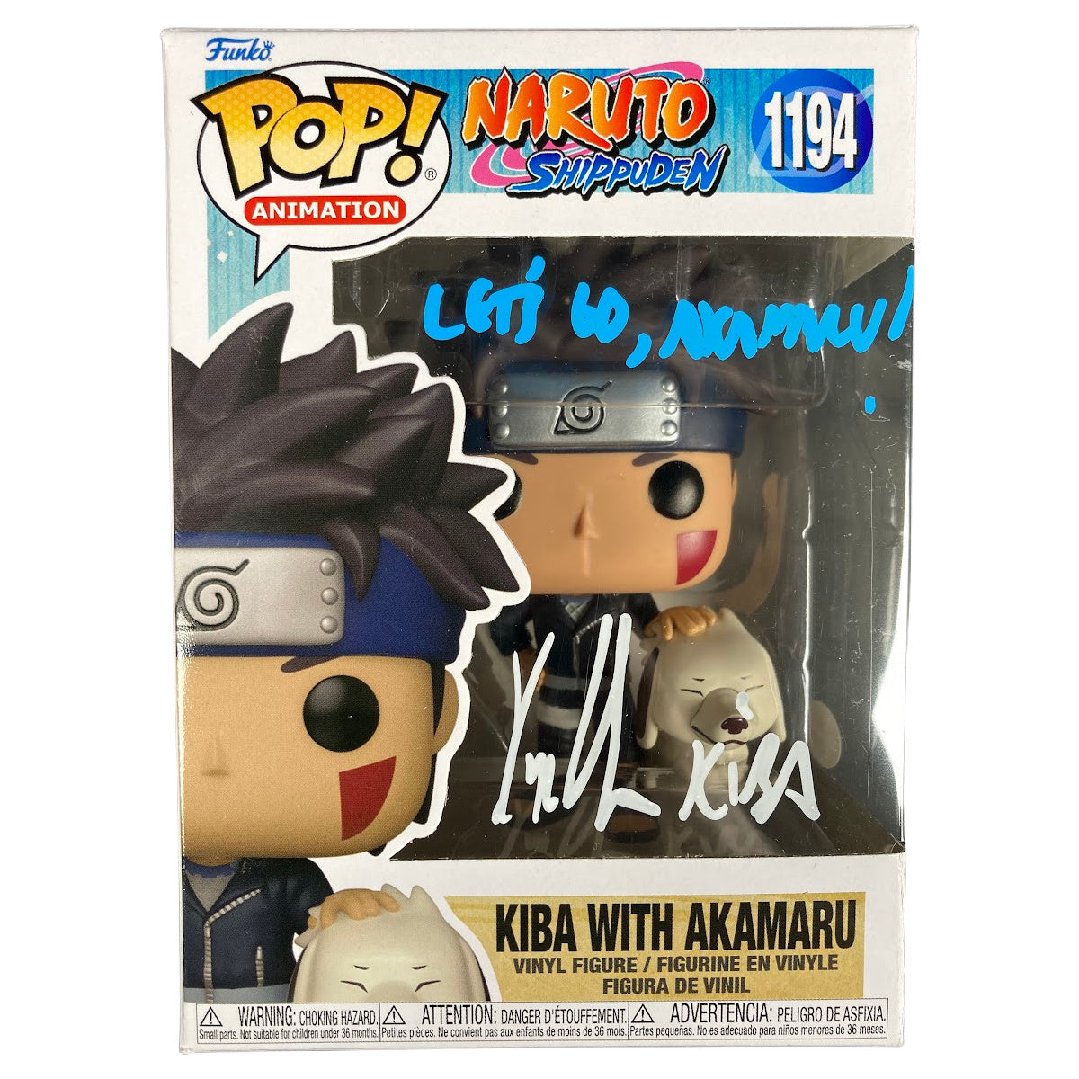 Kyle Hebert Signed Funko POP Naruto Kiba w/ Akamaru Figure Autographed JSA COA