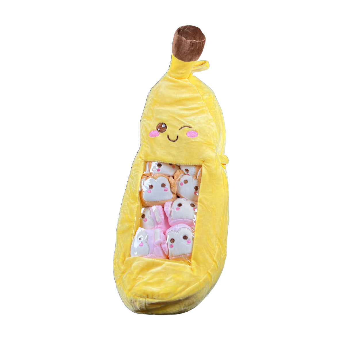 Large Banana with Mini Monkey Plush Pillows - 23" Inches