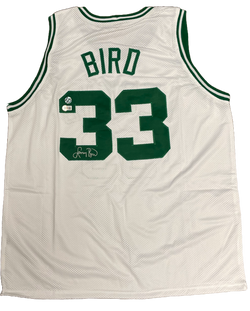 Image of Larry Bird Signed Boston Celtics White Pro Style Jersey BAS COA