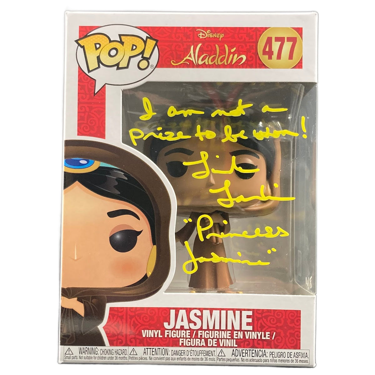 Linda Larkin Signed Funko POP Disney ALADDIN Jasmine 477 Autographed JSA COA
