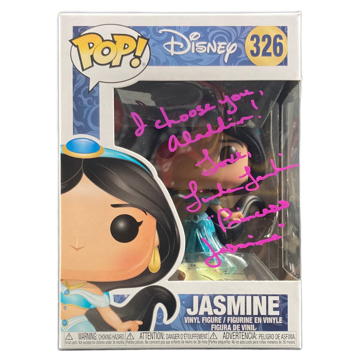 Linda Larkin Signed Funko POP Disney ALADDIN Jasmine Autographed JSA COA Purple