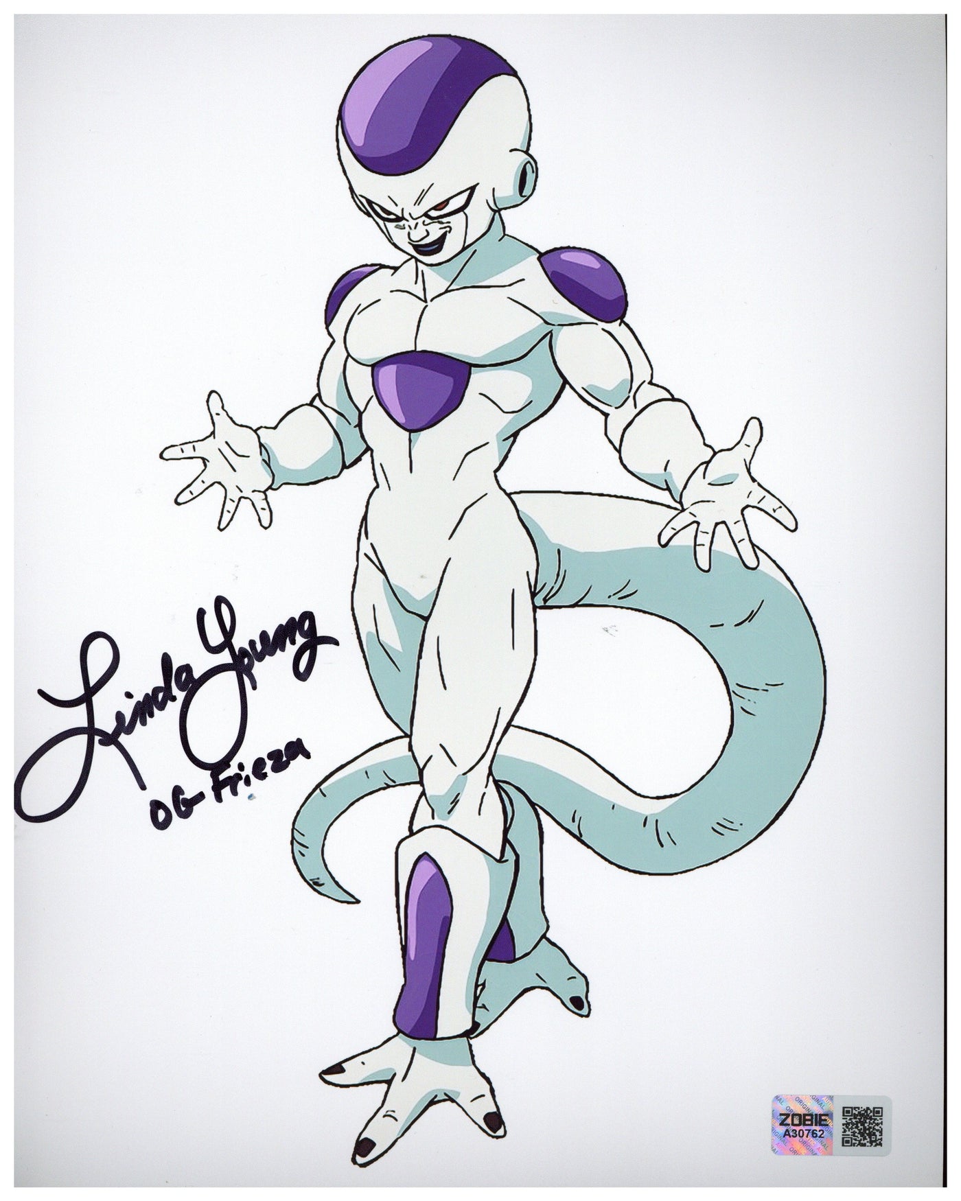 Linda Young Signed 8x10 Photo Dragon Ball Z Frieza Autographed Zobie COA