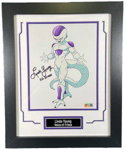 Image of Linda Young Signed Custom Framed 8x10 Frieza Dragon Ball Z JSA COA
