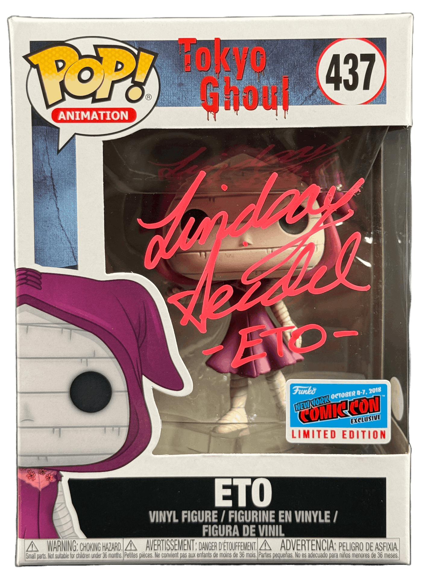 Lindsay Seidel Signed Funko POP Tokyo Ghoul Eto 437 NYCC 2018 Convention JSA COA