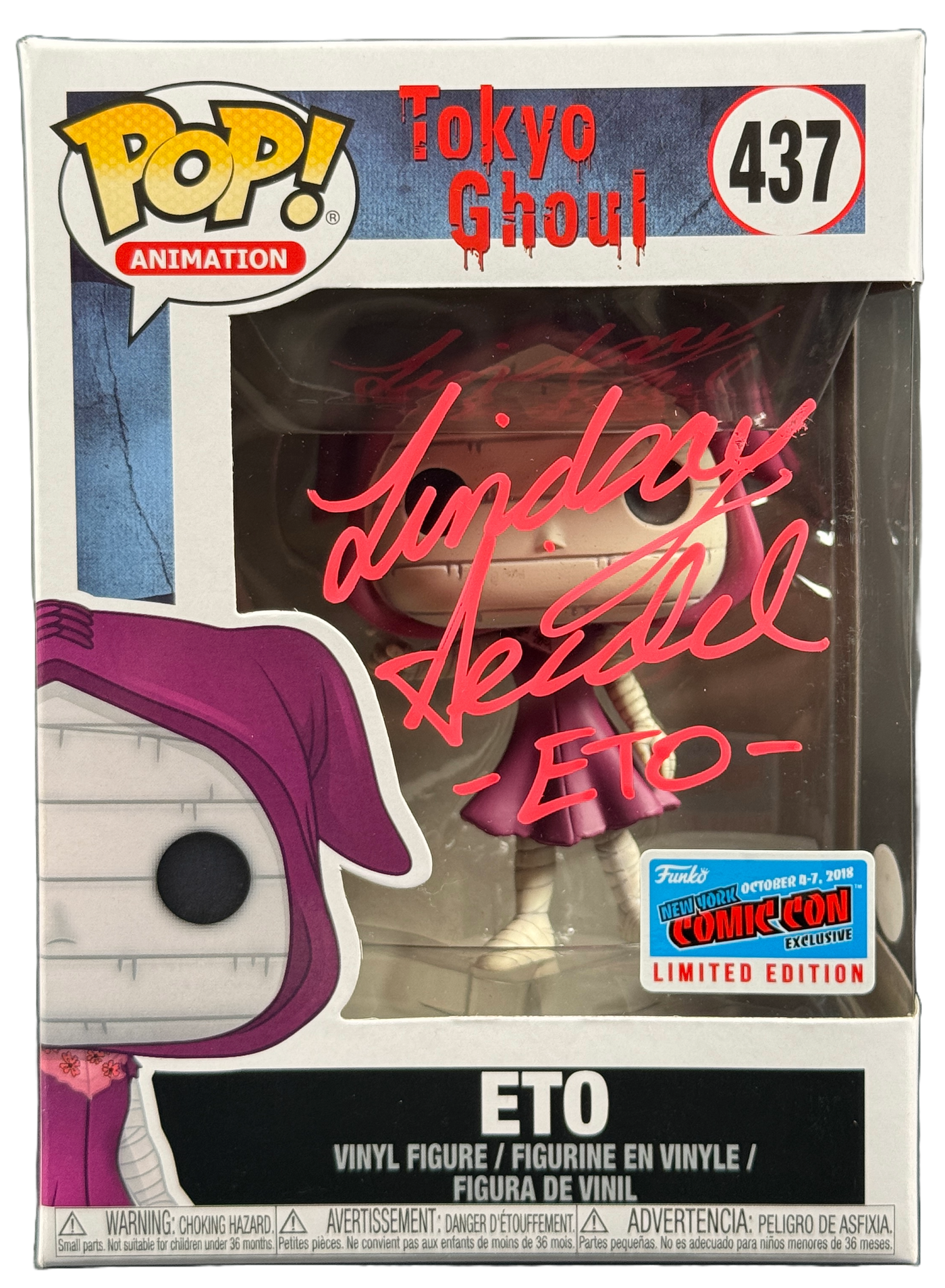 Lindsay Seidel Signed Funko POP Tokyo Ghoul Eto 437 NYCC 2018 Convention JSA COA