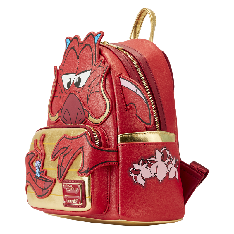 Loungefly Disney Mulan 25th Anniversary Mushu Glitter Cosplay Mini Backpack | Officially Licensed