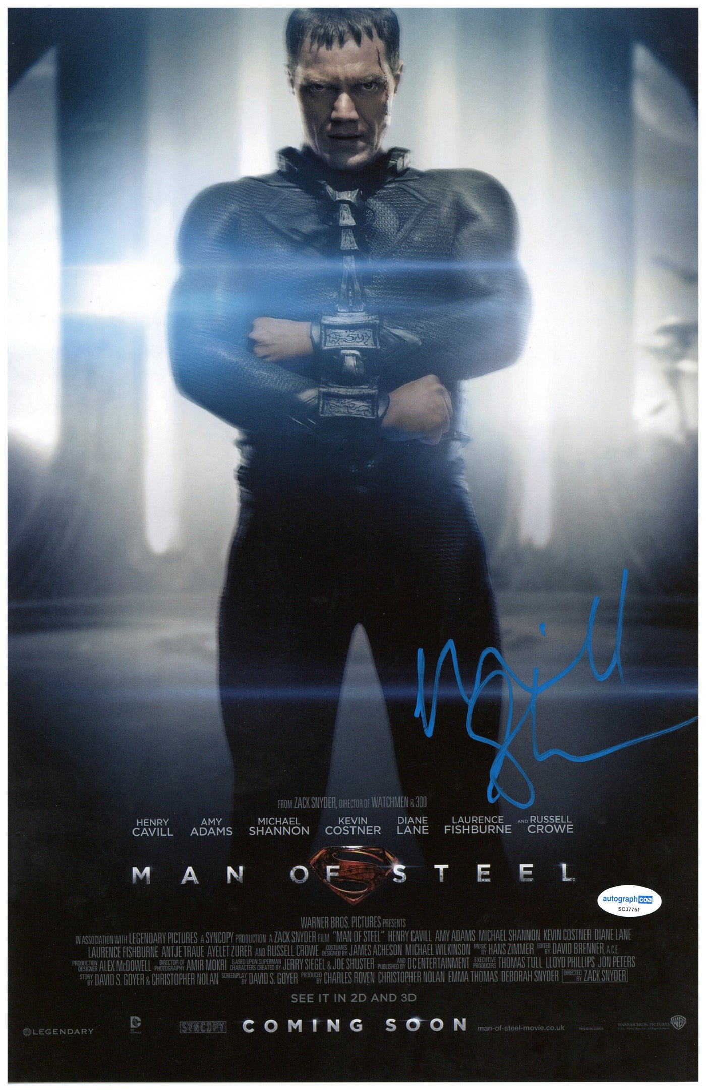 MICHAEL SHANNON SIGNED 11X17 PHOTO MAN OF STEEL AUTOGRAPHED ACOA