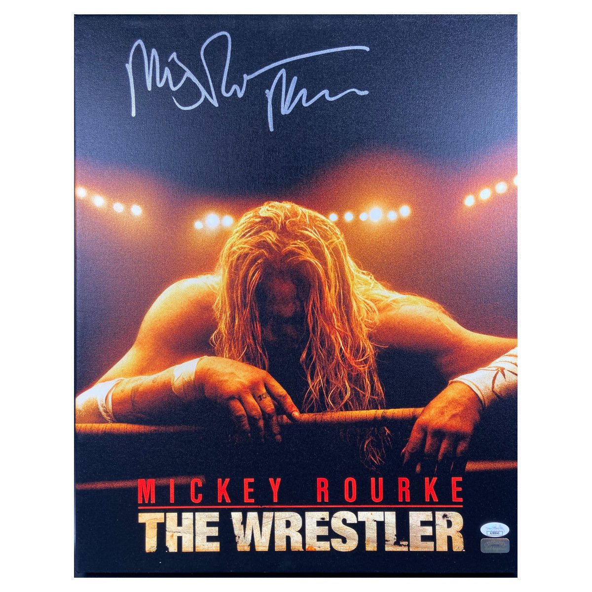 MICKEY ROURKE SIGNED 16X20 CANVAS THE WRESTLER AUTOGRAPHED JSA COA