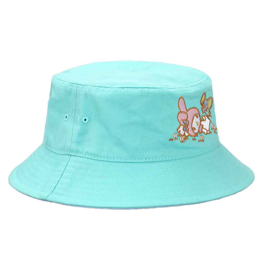 MY MELODY & FLAT EMBROIDERED BUCKET HAT