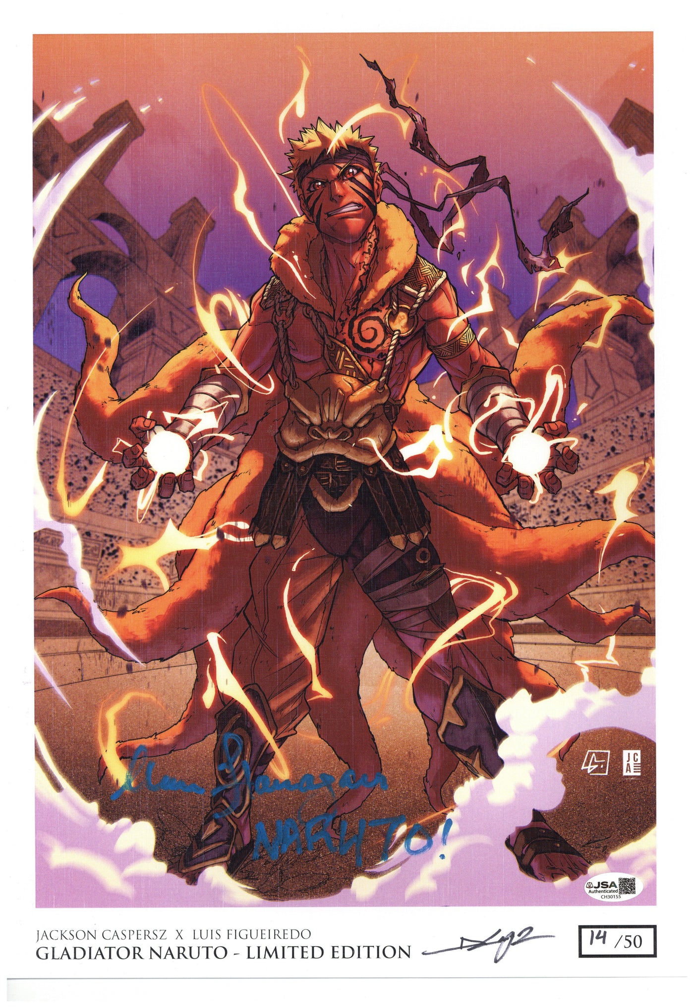 Maile Flanagan Signed 12x16.5 Art Print Naruto Autographed JSA COA
