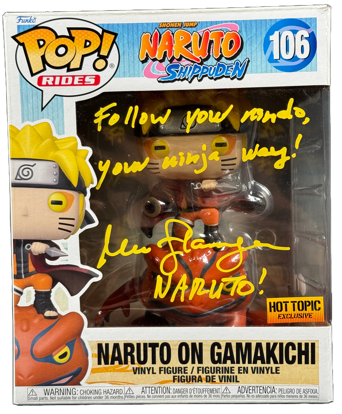 Maile Flanagan Signed Funko Naruto Shippuden Naruto on Gamakichi Hot Topic JSA