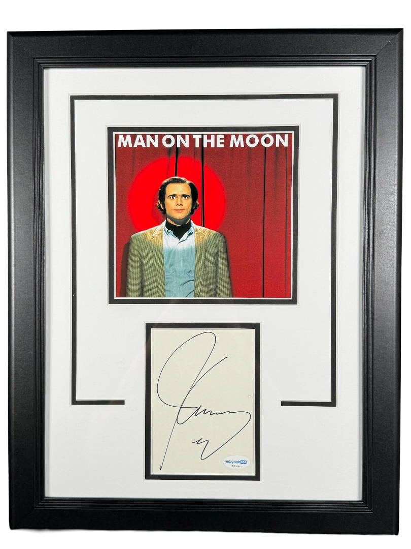 Man On The Moon Jim Carrey Signed 11x14 Framed Poster Photo Andy Kaufman ACOA
