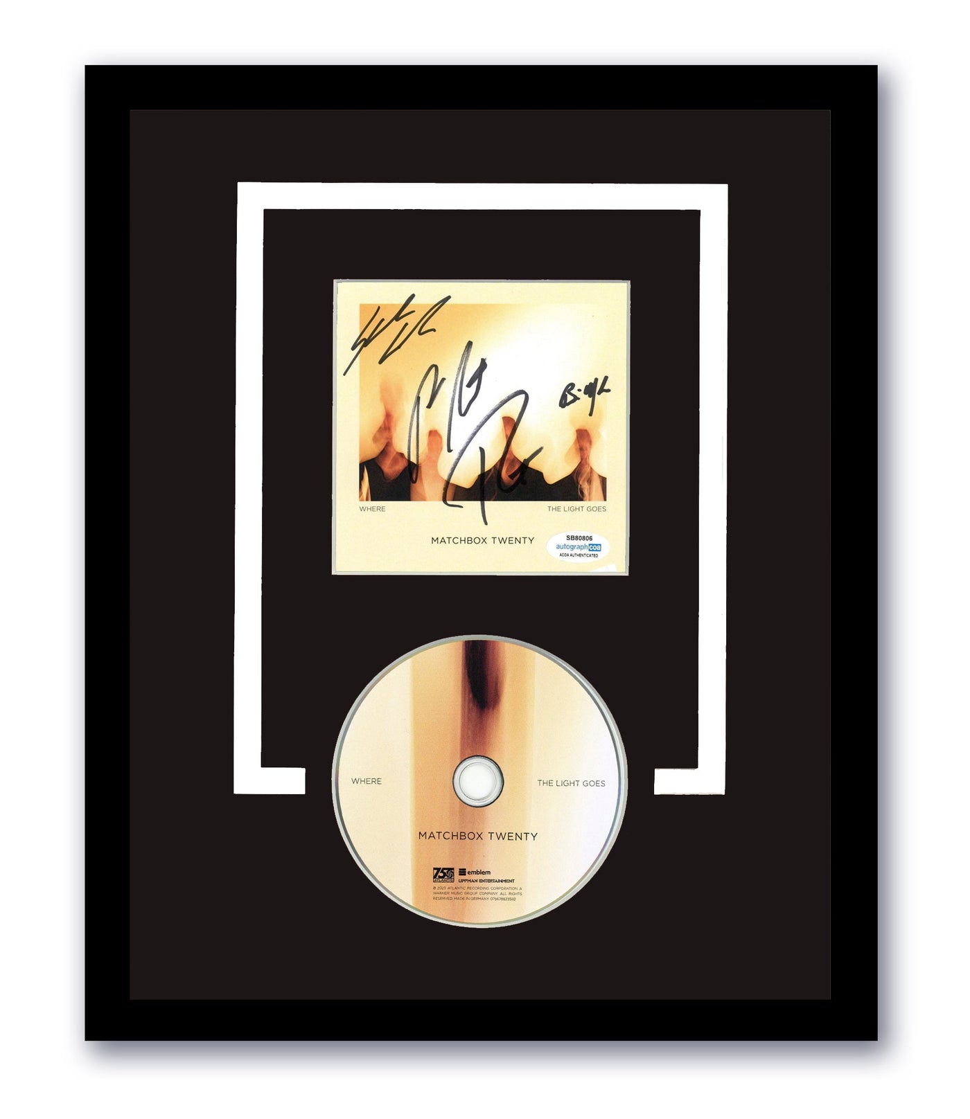 Matchbox Twenty Signed Where The Light Goes CD 11x14 Framed Autographed ACOA