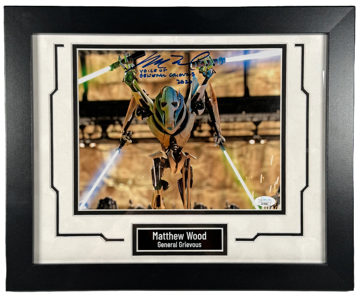 Matthew Wood Signed Custom Framed 8x10 Photo Star Wars General Grievous JSA COA