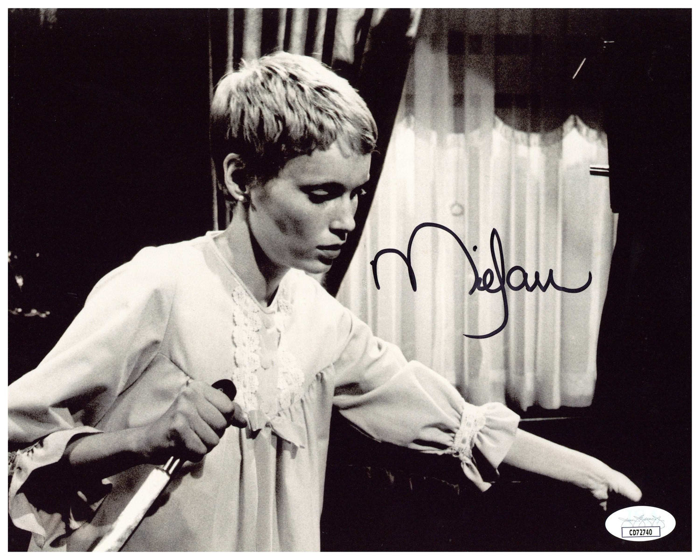 Mia Farrow Signed 8x10 Photo Rosemary's Baby Horror Autographed JSA COA #3