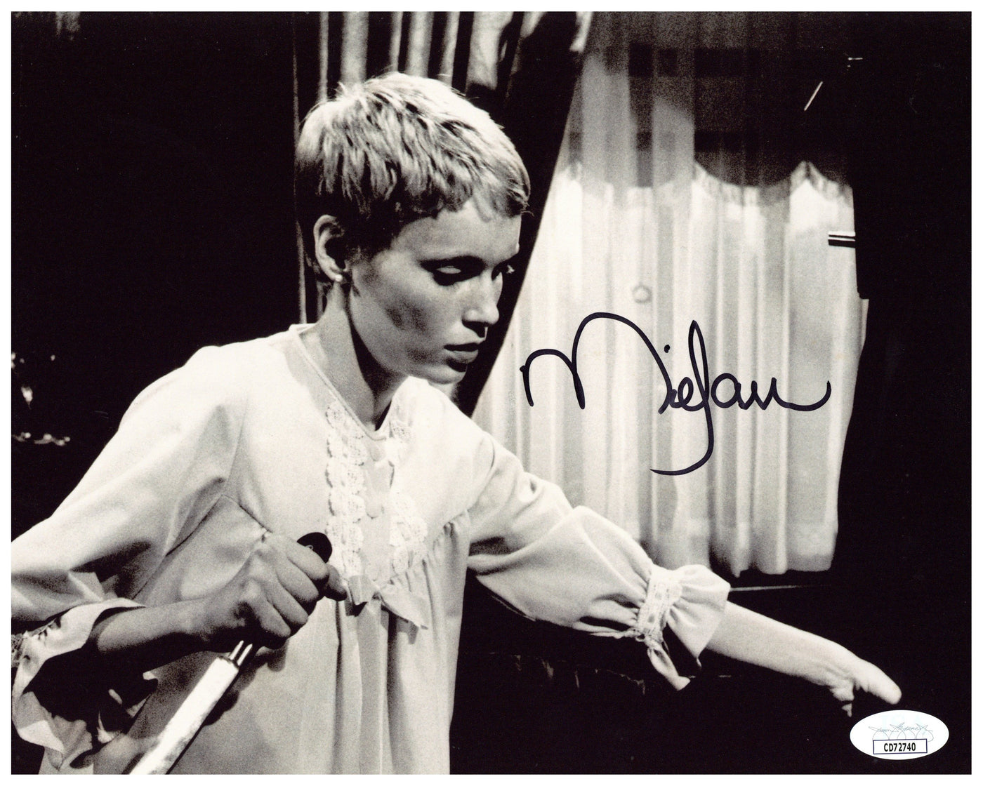 Mia Farrow Signed 8x10 Photo Rosemary's Baby Horror Autographed JSA COA #3
