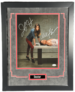 Image of Michael C. Hall & Jennifer Carpenter Signed Custom Framed 11x14 Photo Dexter JSA