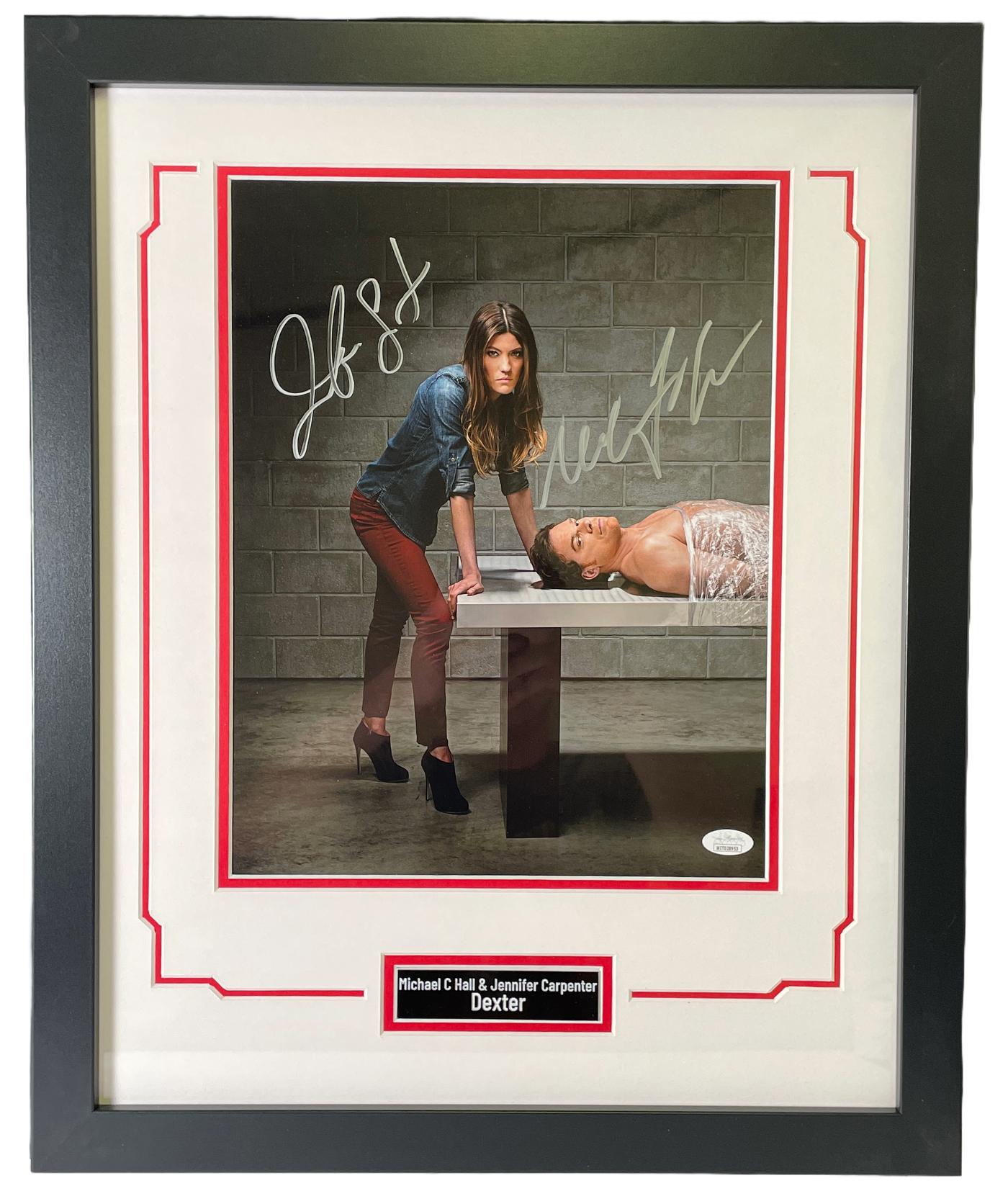 Michael C. Hall & Jennifer Carpenter Signed Custom Framed 11x14 Photo Dexter JSA