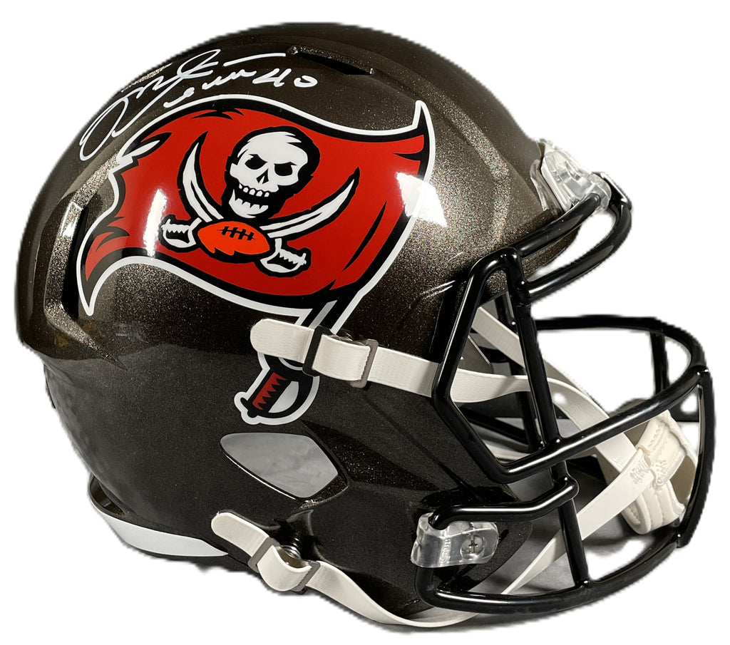 Mike Alstott Signed Buccaneers F/S Speed Rep Helmet BAS COA