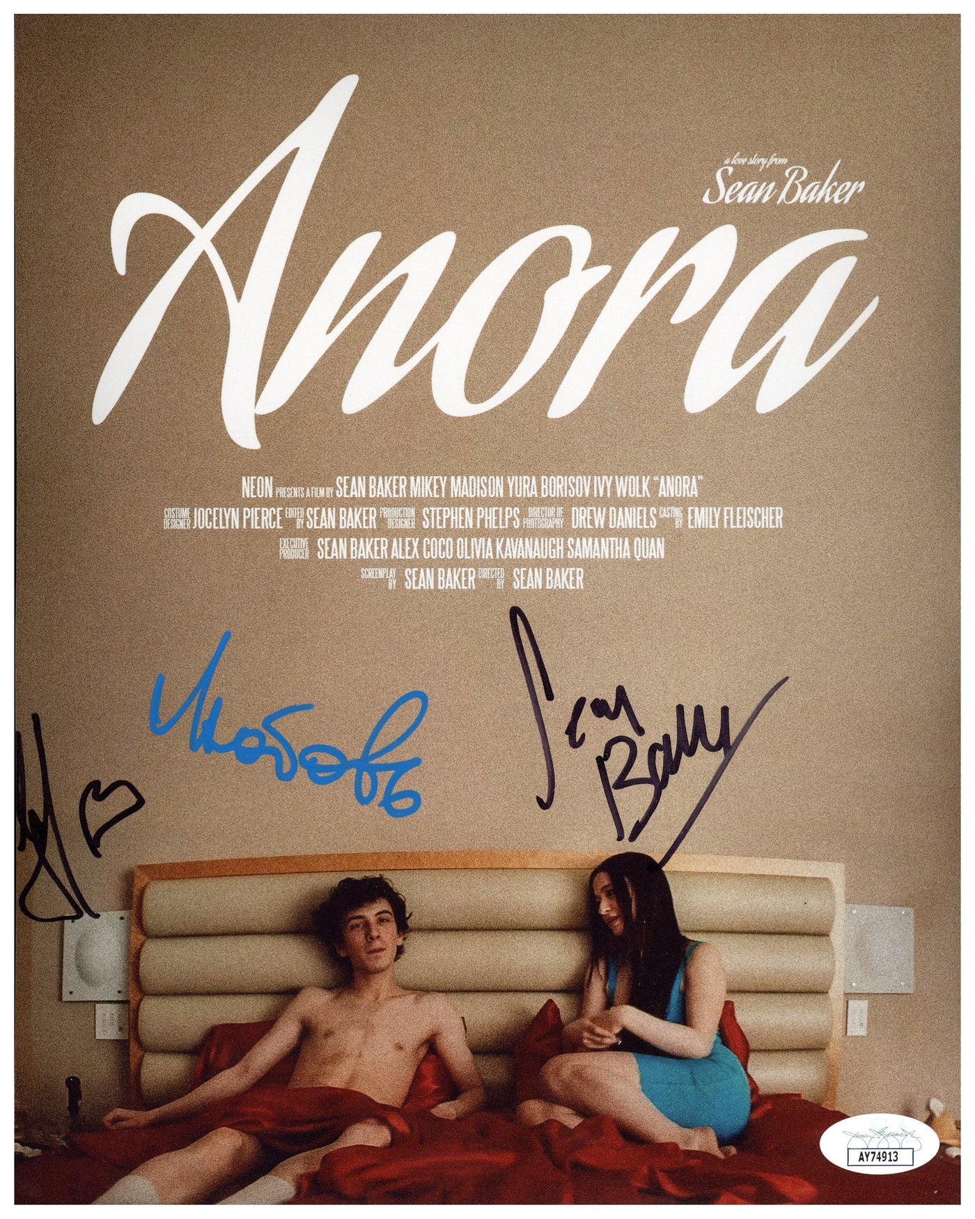 Mikey Madison Sean Baker Cast Signed 8x10 Photo Anora Autographed JSA