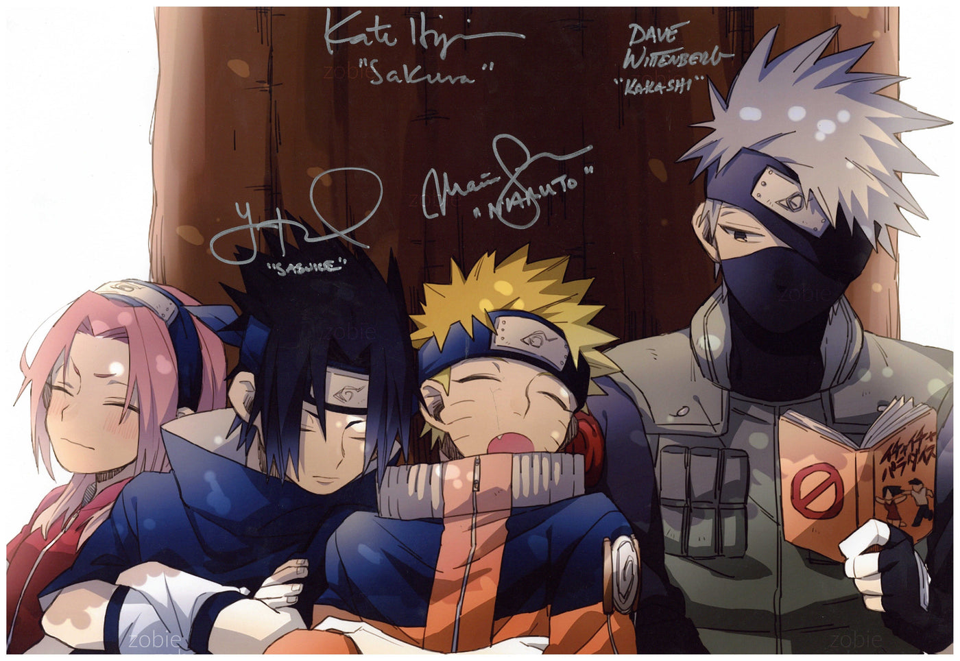 Naruto Cast Signed 12x18 Photo Kate Yuri Dave and Maile Authentic Autographed JSA COA