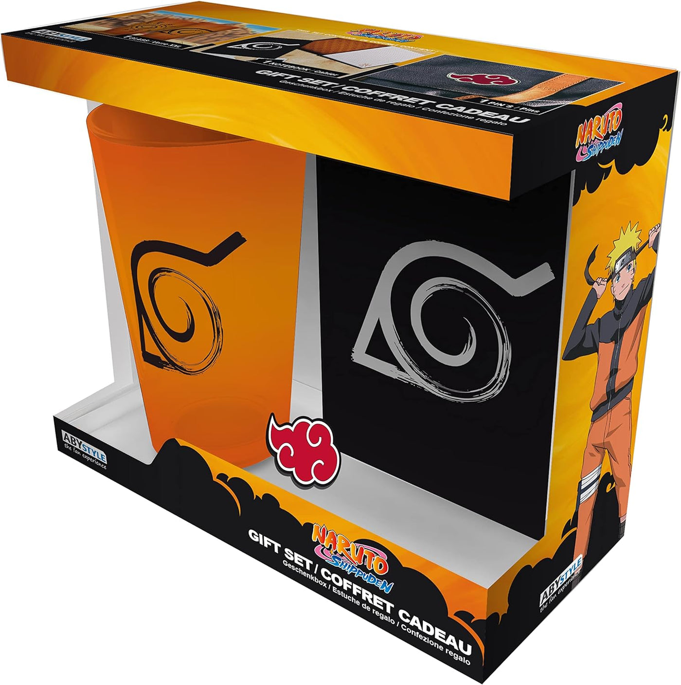 Naruto Shippuden Konoha Gift Set Pin, Hardcover Journal, and 14 Oz Glass Anime Gift
