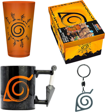 Naruto Shippuden Premium Gift Set 3D Mug, 14 Oz. Glass & Keychain Anime