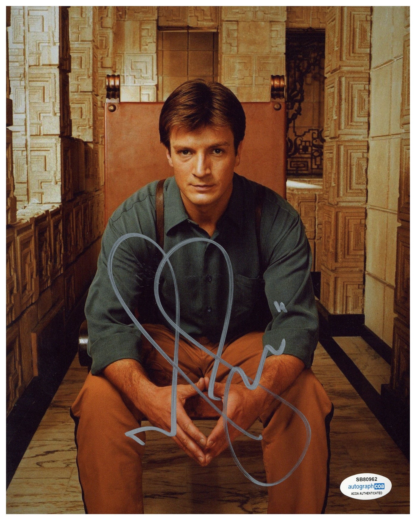 Nathan Fillion Signed 8x10 Photograph Firefly Capt Mal Reynolds Autographed ACOA 2