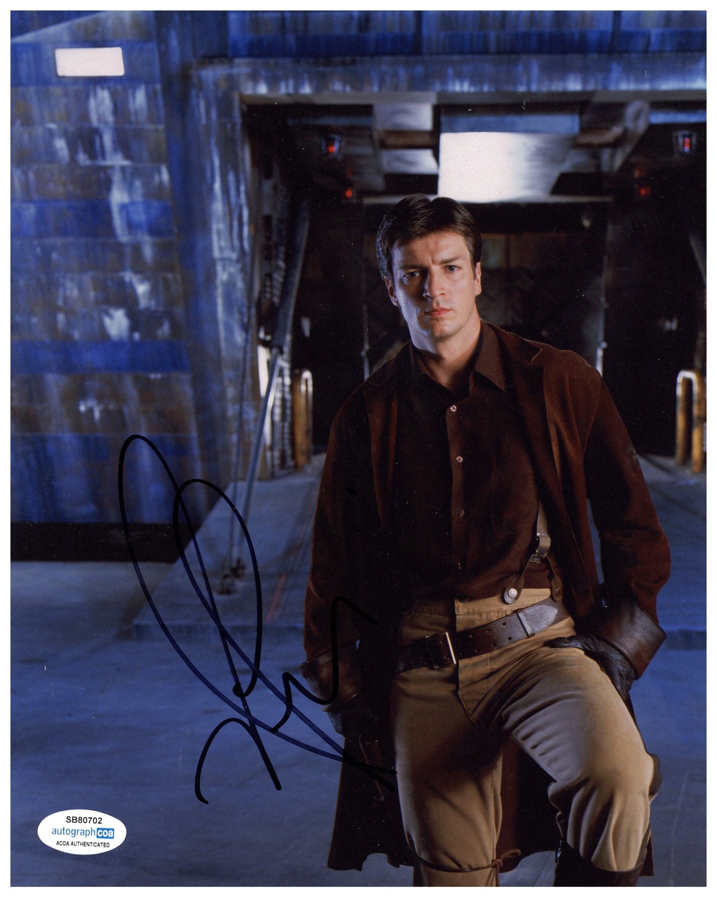 Nathan Fillion Signed 8x10 Photograph Firefly Capt Mal Reynolds Autographed ACOA