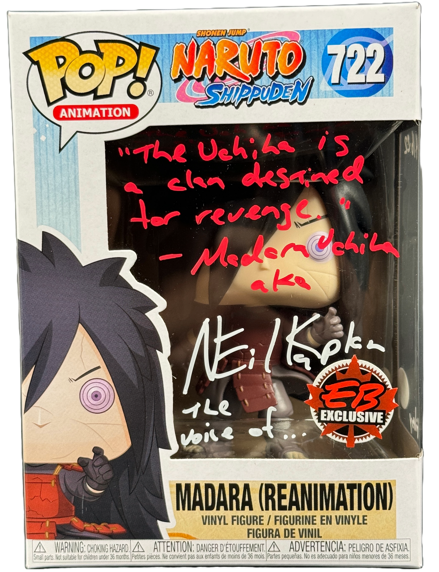 Neil Kaplan Signed Funko POP Naruto Madara Uchiha EB Autographed JSA COA