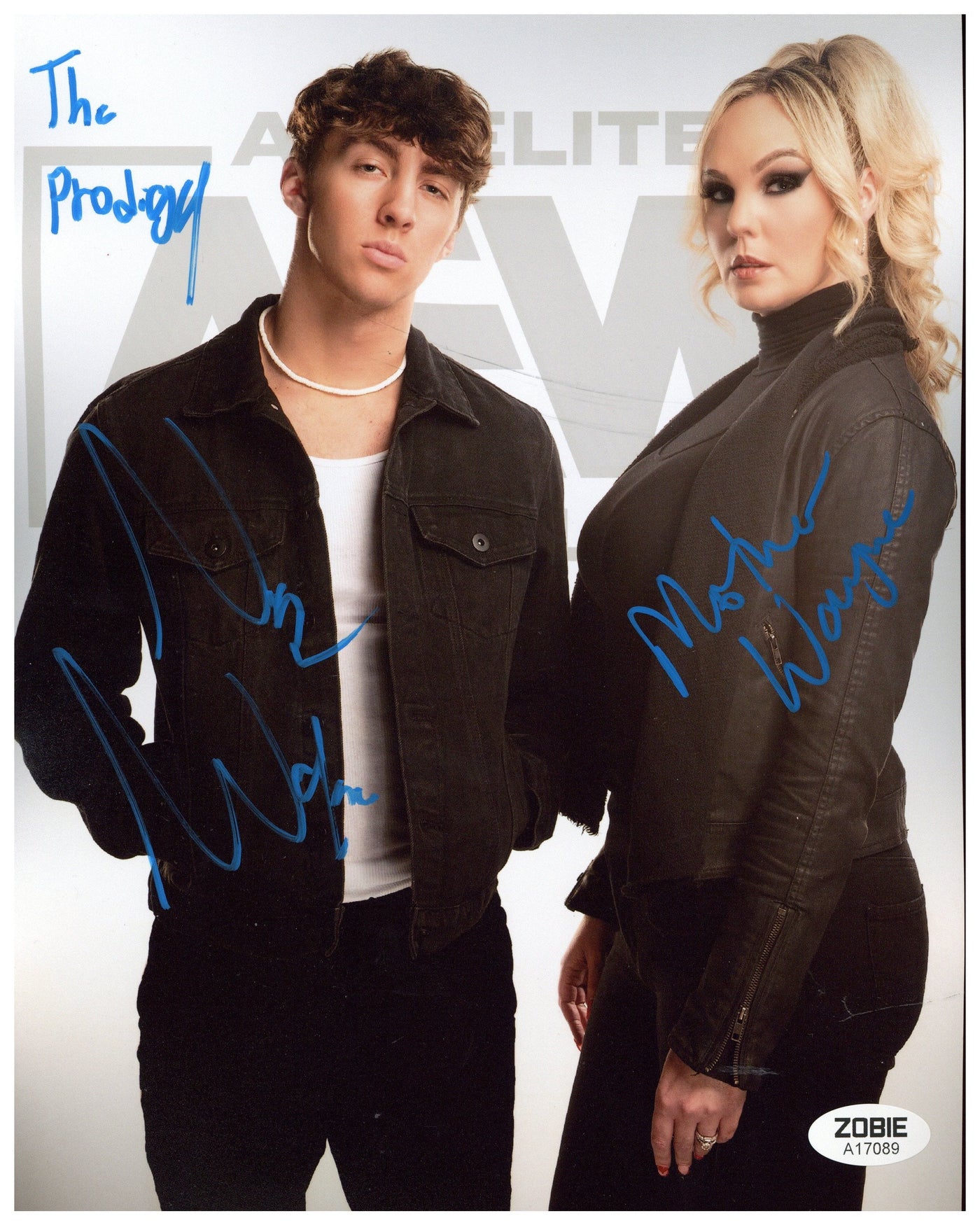 Nick Wayne & Shayna Wayne Signed 8x10 Photo AEW Pro Wrestling Autographed Zobie