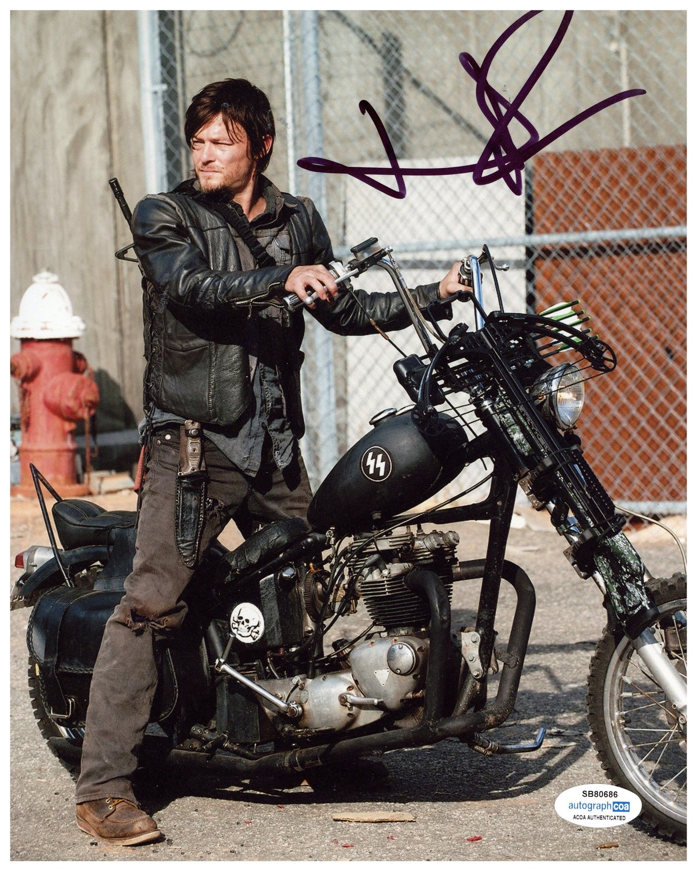 Norman Reedus Autographed 8x10 Photo The Walking Dead Daryl Dixon Signed ACOA